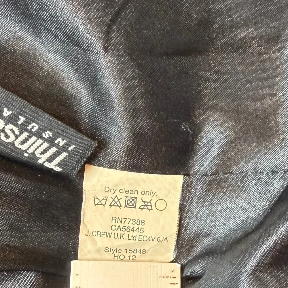 J.Crew Lady Day Double Cloth Coat 4 Tall Black Italian Wool Thinsulate Insulated